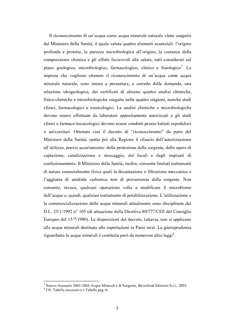 Anteprima della tesi: L'analisi patrimoniale, economica e finanziaria di un'azienda operante nel settore delle acque minerali: il caso Italaquae S.p.A., Pagina 5