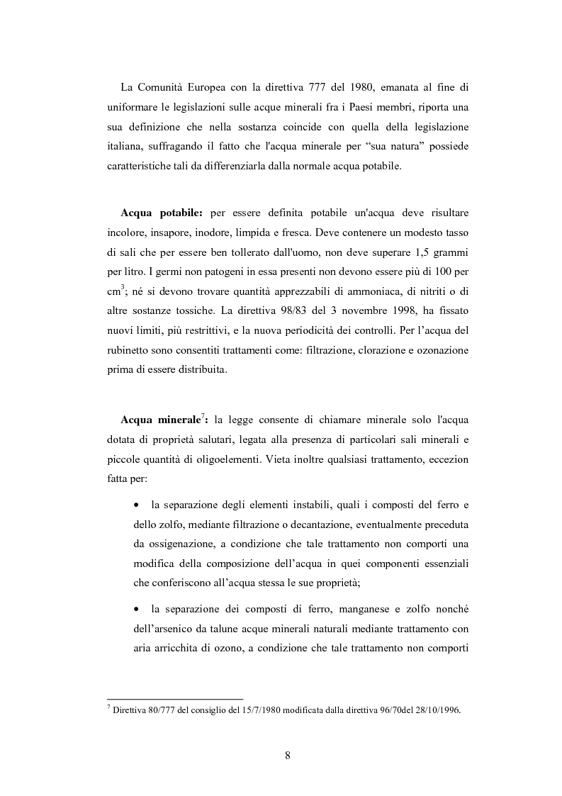 Anteprima della tesi: L'analisi patrimoniale, economica e finanziaria di un'azienda operante nel settore delle acque minerali: il caso Italaquae S.p.A., Pagina 8