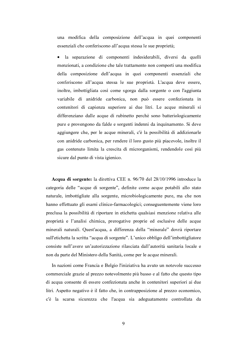 Anteprima della tesi: L'analisi patrimoniale, economica e finanziaria di un'azienda operante nel settore delle acque minerali: il caso Italaquae S.p.A., Pagina 9