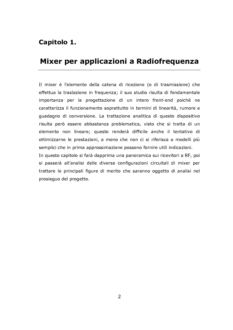Anteprima della tesi: Progetto circuitale e di layout di un mixer semplicemente bilanciato operante a 13 GHz in tecnologia Si/SiGe BiCMOS a 0.35 micron, Pagina 2