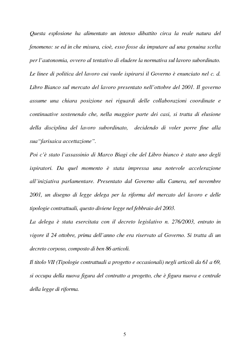Anteprima della tesi: Il contratto di collaborazione a progetto, Pagina 2