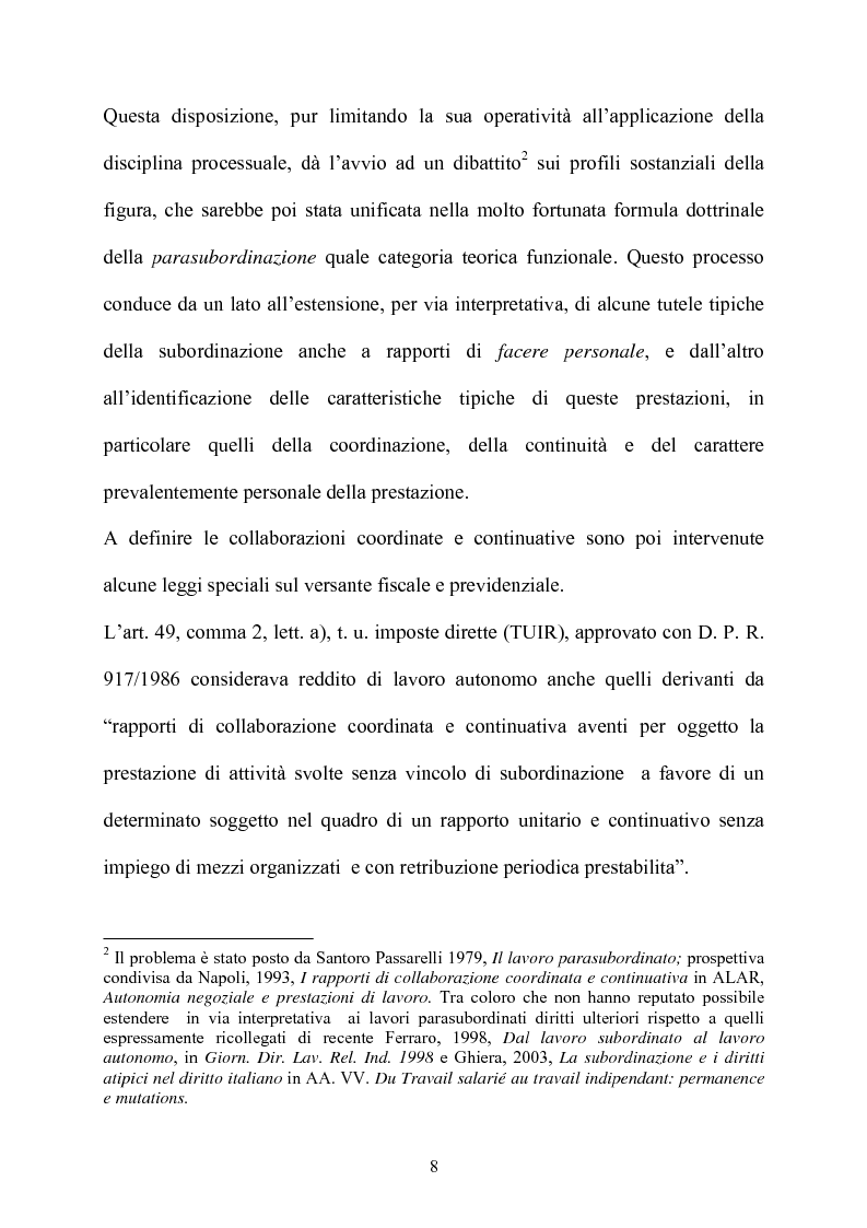 Anteprima della tesi: Il contratto di collaborazione a progetto, Pagina 5