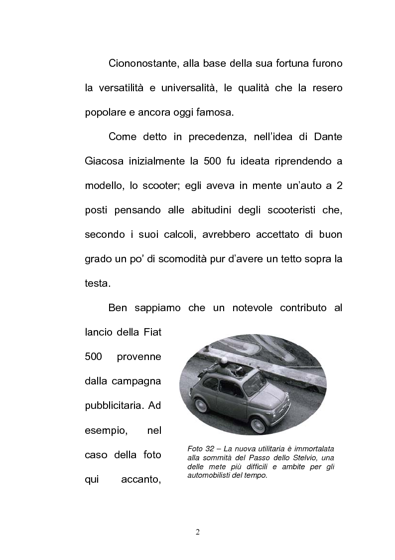 Anteprima della tesi: La FIAT 500 come metafora di un'Italia che cambia, Pagina 2