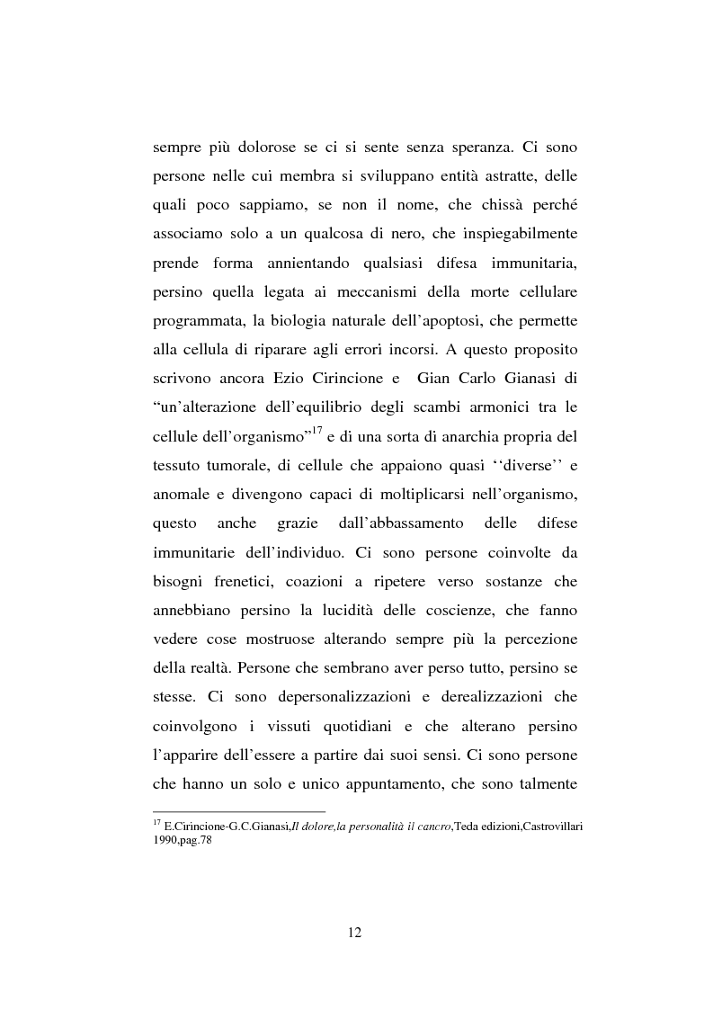 Anteprima della tesi: Il sentimento della perdita nel paziente oncologico e nel tossicodipendente, Pagina 10