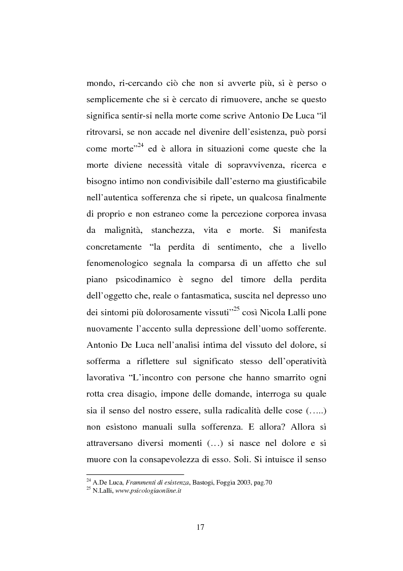 Anteprima della tesi: Il sentimento della perdita nel paziente oncologico e nel tossicodipendente, Pagina 15