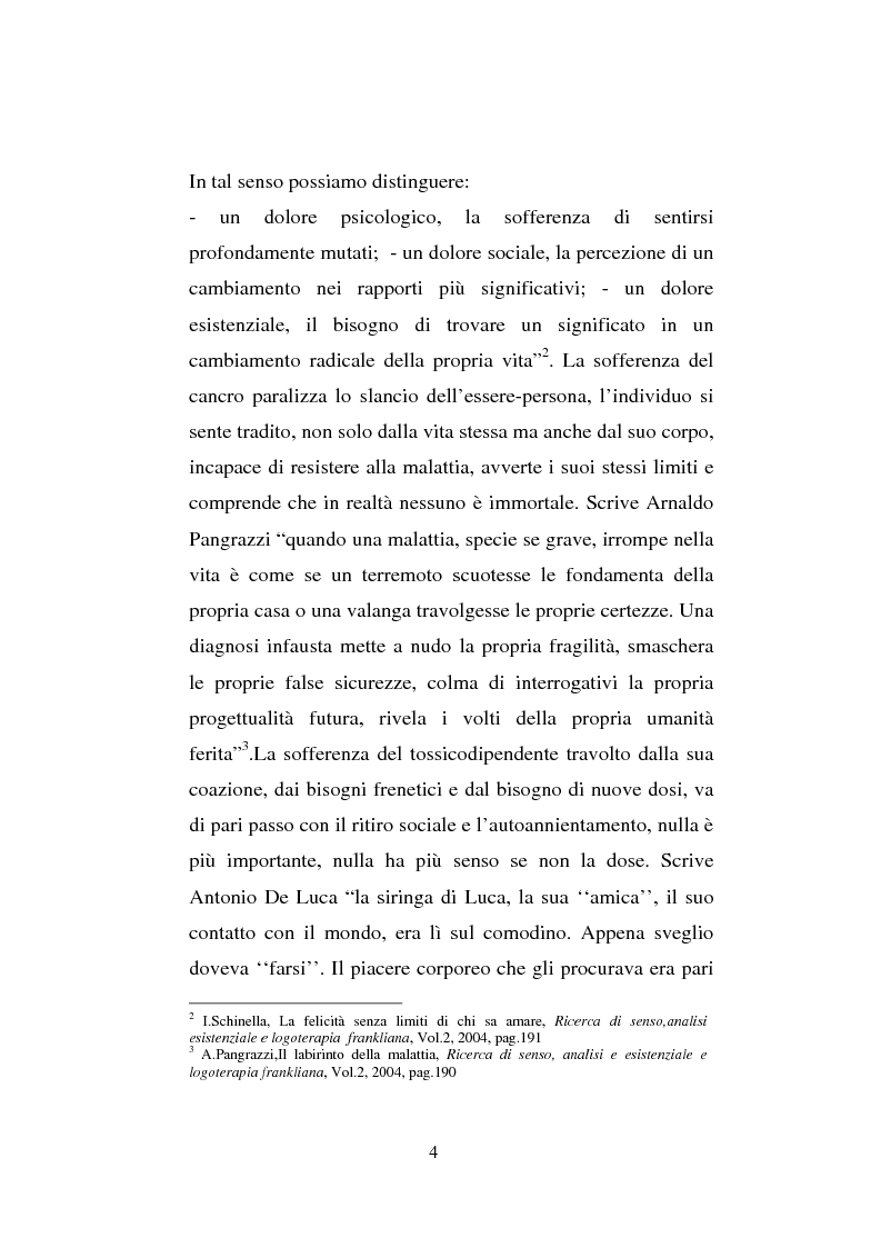 Anteprima della tesi: Il sentimento della perdita nel paziente oncologico e nel tossicodipendente, Pagina 2