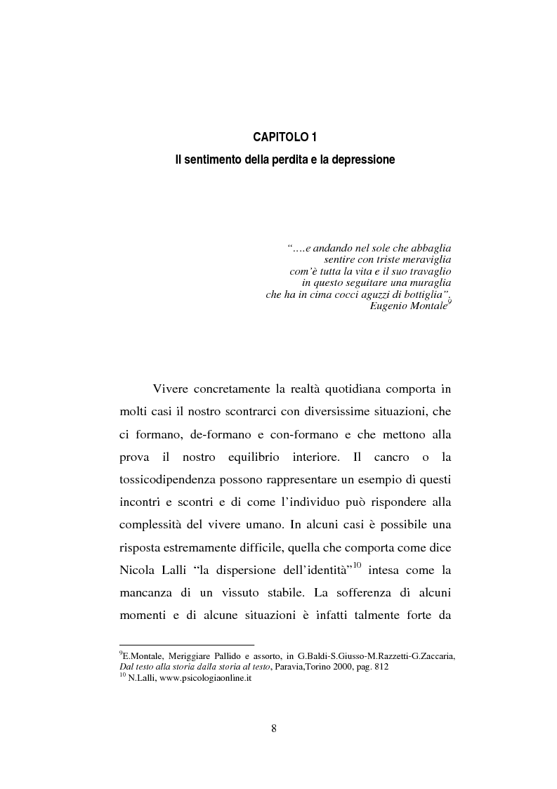 Anteprima della tesi: Il sentimento della perdita nel paziente oncologico e nel tossicodipendente, Pagina 6