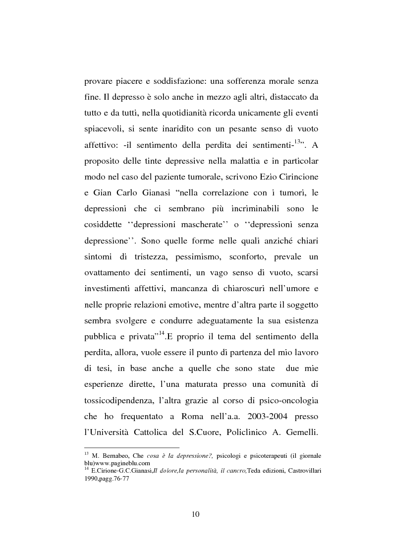 Anteprima della tesi: Il sentimento della perdita nel paziente oncologico e nel tossicodipendente, Pagina 8