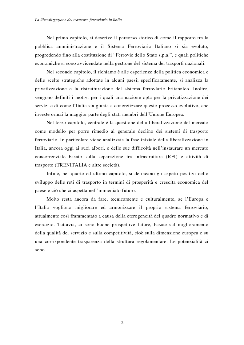 Anteprima della tesi: La liberalizzazione del trasporto ferroviario in Italia, Pagina 2