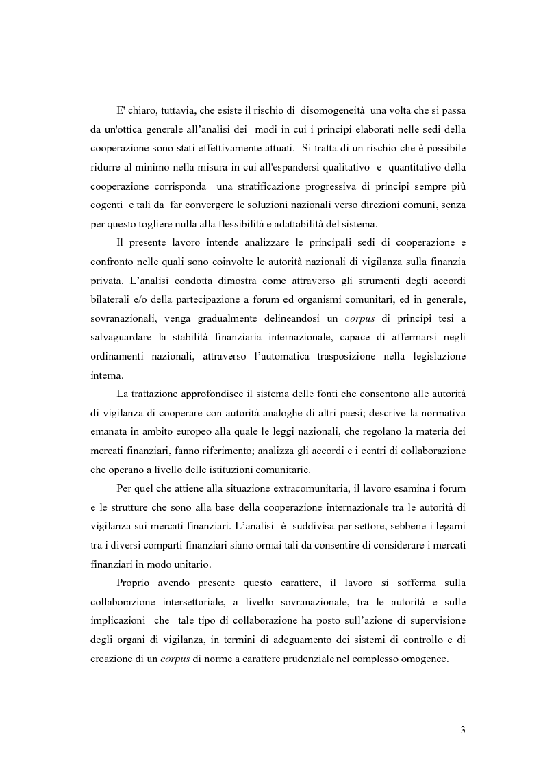 Anteprima della tesi: La cooperazione tra le autorità di controllo sugli intermediari finanziari, Pagina 3