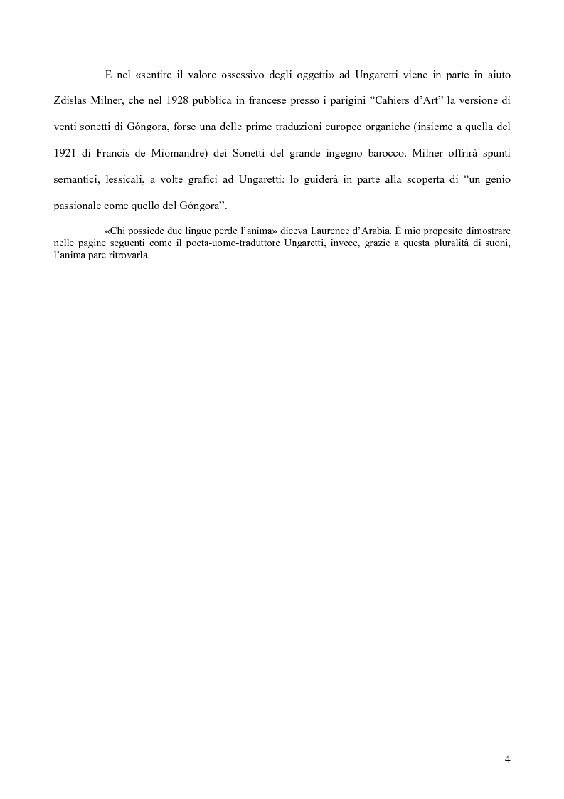 Anteprima della tesi: Ungaretti traduttore di Góngora. Nell'officina del traduttore-poeta, Pagina 2