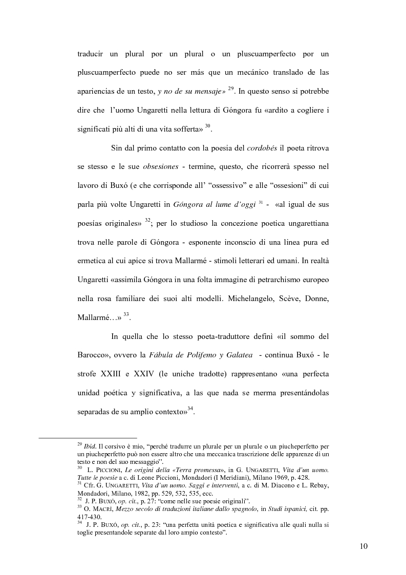 Anteprima della tesi: Ungaretti traduttore di Góngora. Nell'officina del traduttore-poeta, Pagina 8