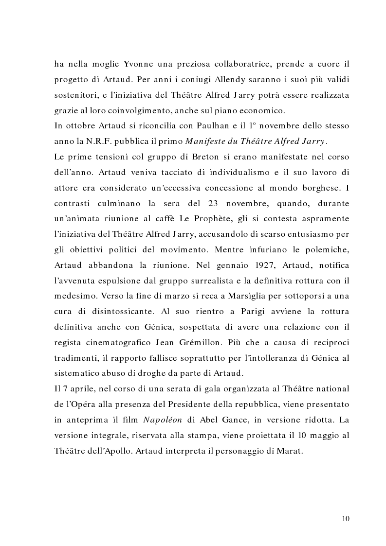 Anteprima della tesi: Antonin Artaud: teatro, delirio e spazio scenico, Pagina 10