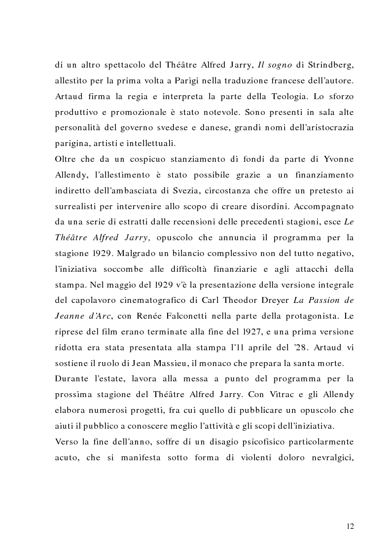Anteprima della tesi: Antonin Artaud: teatro, delirio e spazio scenico, Pagina 12
