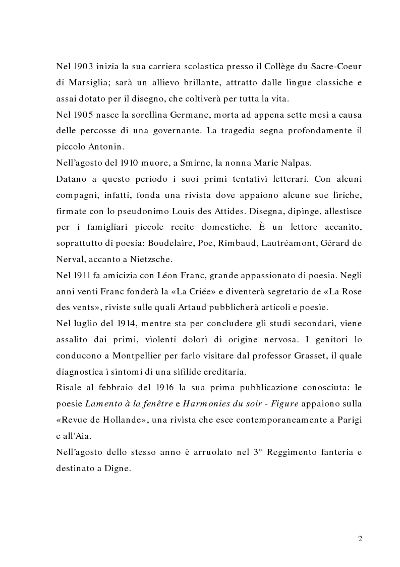 Anteprima della tesi: Antonin Artaud: teatro, delirio e spazio scenico, Pagina 2