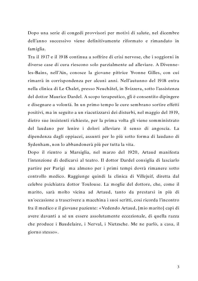 Anteprima della tesi: Antonin Artaud: teatro, delirio e spazio scenico, Pagina 3