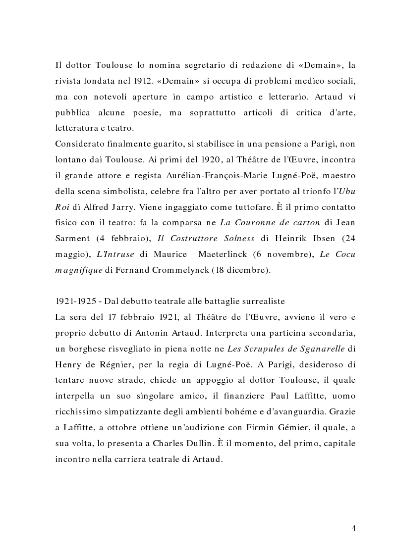 Anteprima della tesi: Antonin Artaud: teatro, delirio e spazio scenico, Pagina 4