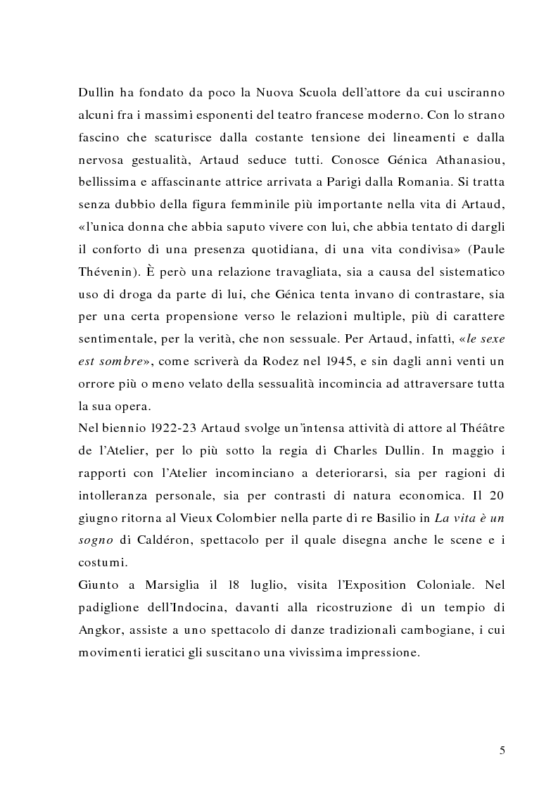 Anteprima della tesi: Antonin Artaud: teatro, delirio e spazio scenico, Pagina 5