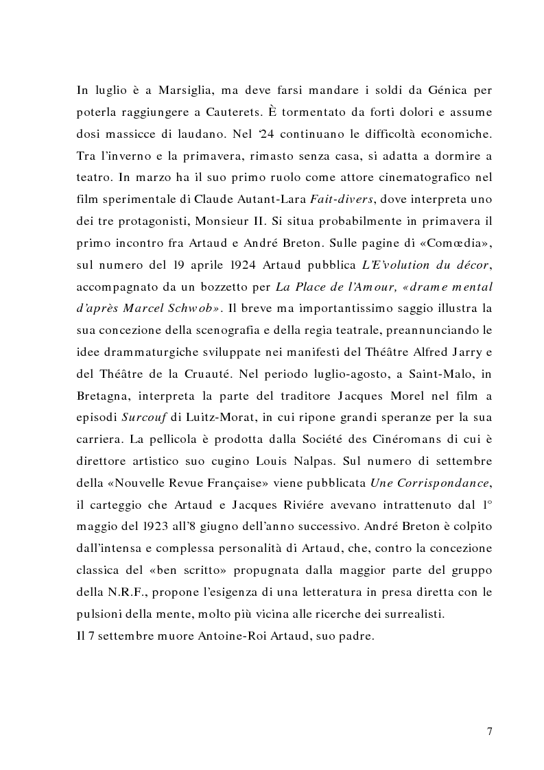 Anteprima della tesi: Antonin Artaud: teatro, delirio e spazio scenico, Pagina 7