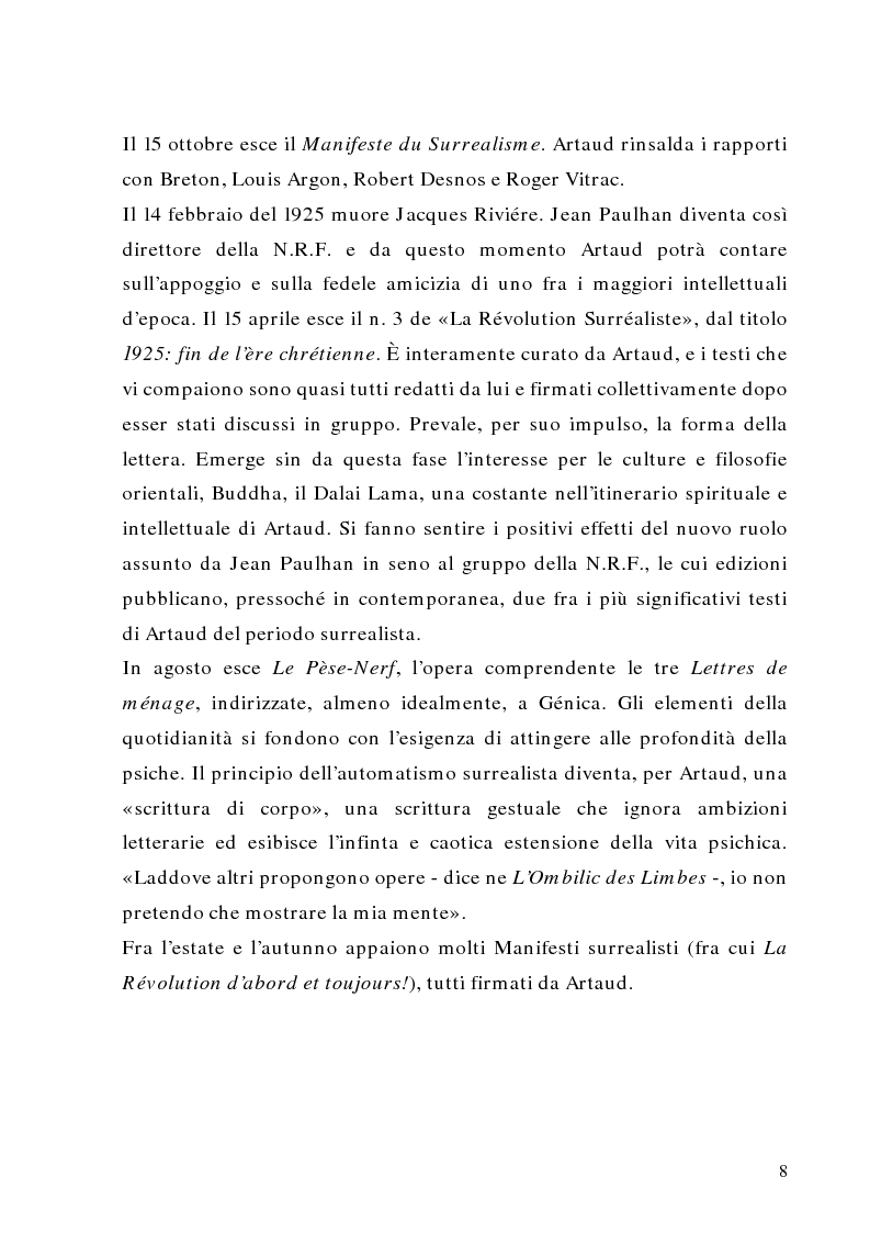 Anteprima della tesi: Antonin Artaud: teatro, delirio e spazio scenico, Pagina 8