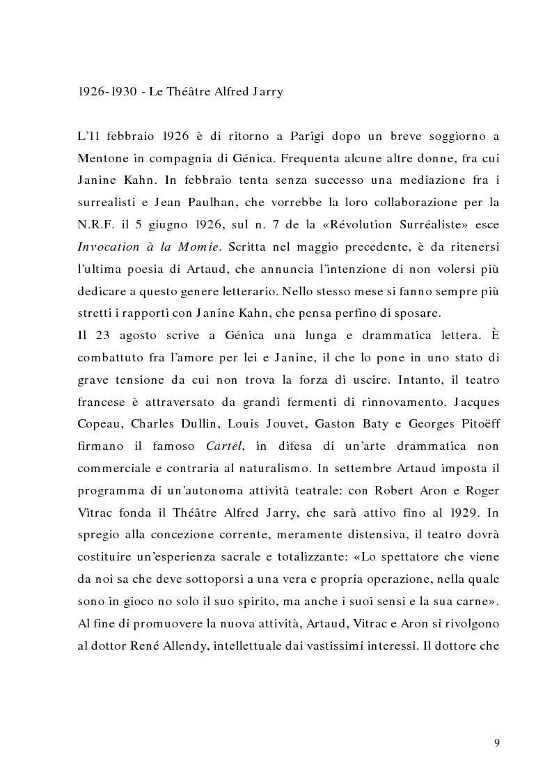Anteprima della tesi: Antonin Artaud: teatro, delirio e spazio scenico, Pagina 9