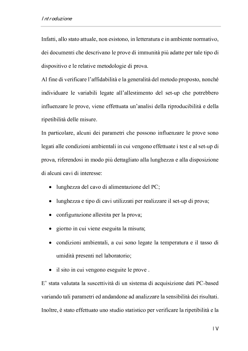 Anteprima della tesi: Ripetibilità e riproducibilità nelle misure di immunità condotta su sistemi di acquisizione dati di tipo Pc-Based, Pagina 4