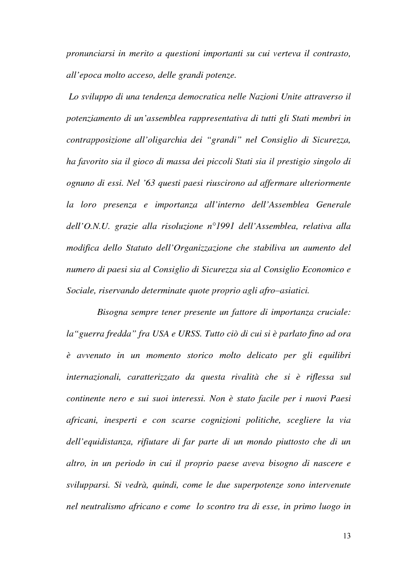 Anteprima della tesi: Gli Stati dell'Africa Sub-Sahariana e la politica del non allineamento: dall'indipendenza alla caduta del muro di Berlino, Pagina 6