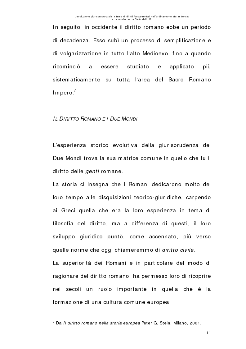 Anteprima della tesi: L’evoluzione giurisprudenziale in tema di diritti fondamentali nell’ordinamento statunitense: un modello per la carta dell'UE., Pagina 10