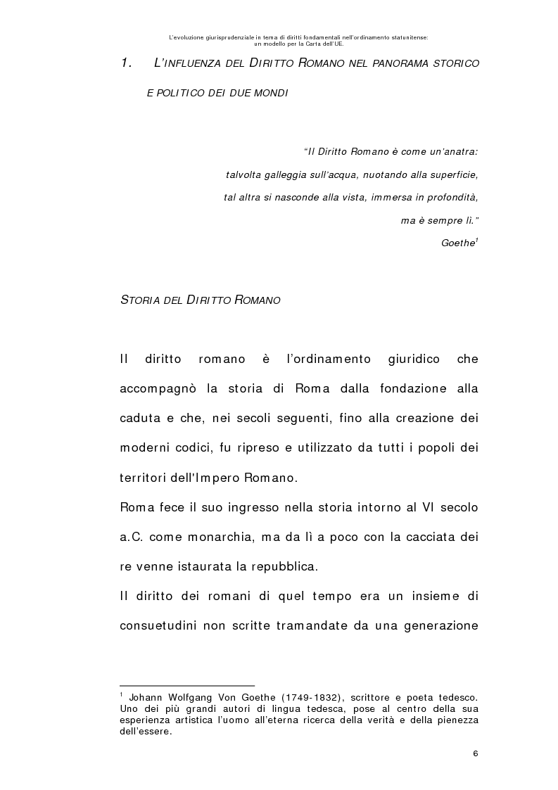 Anteprima della tesi: L’evoluzione giurisprudenziale in tema di diritti fondamentali nell’ordinamento statunitense: un modello per la carta dell'UE., Pagina 5
