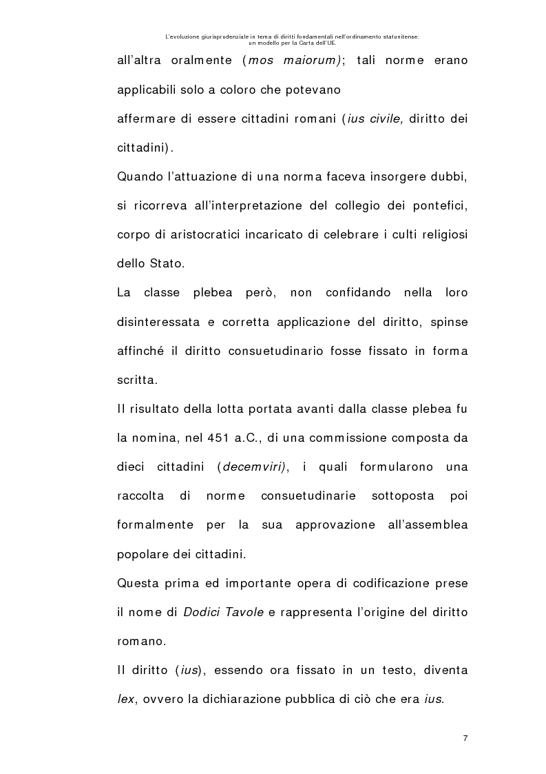 Anteprima della tesi: L’evoluzione giurisprudenziale in tema di diritti fondamentali nell’ordinamento statunitense: un modello per la carta dell'UE., Pagina 6