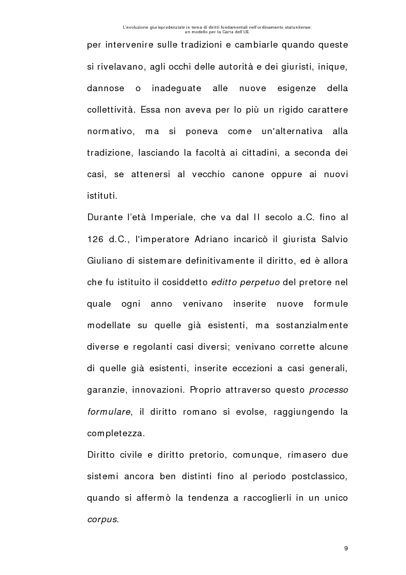 Anteprima della tesi: L’evoluzione giurisprudenziale in tema di diritti fondamentali nell’ordinamento statunitense: un modello per la carta dell'UE., Pagina 8
