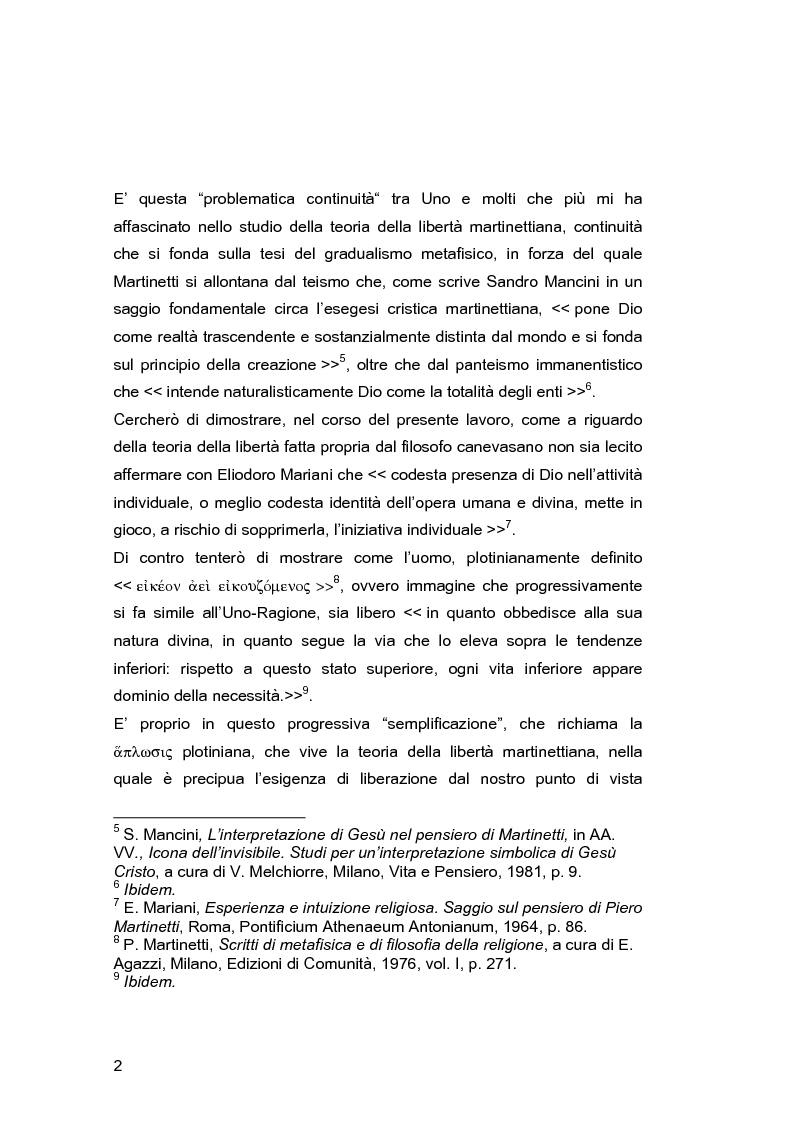 Anteprima della tesi: Il problema della libertà in Piero Martinetti, Pagina 2