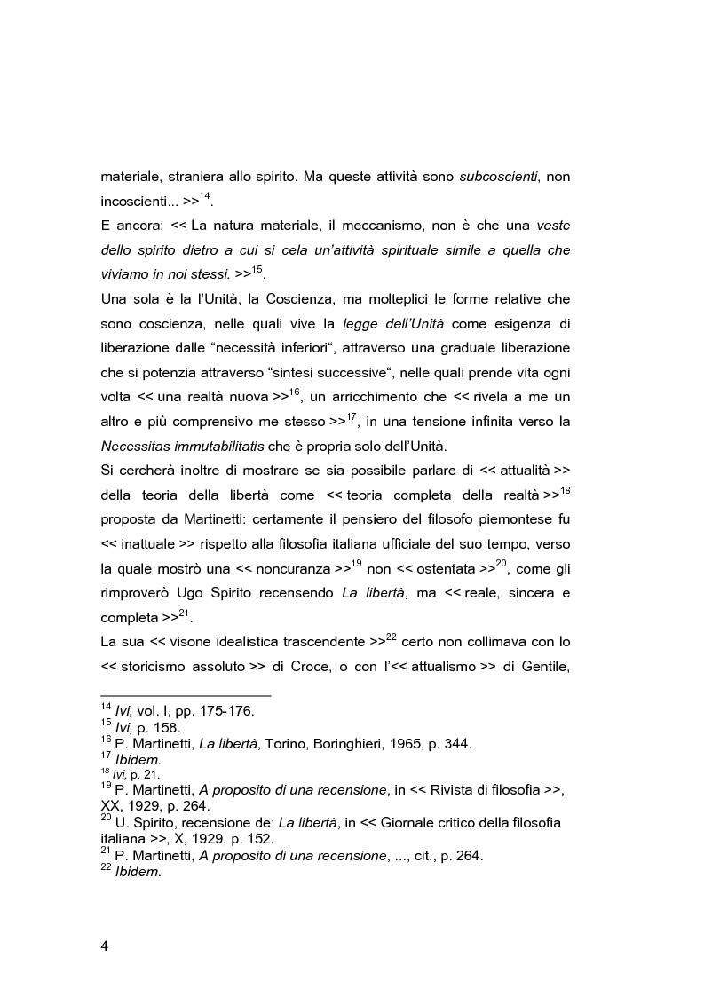 Anteprima della tesi: Il problema della libertà in Piero Martinetti, Pagina 4