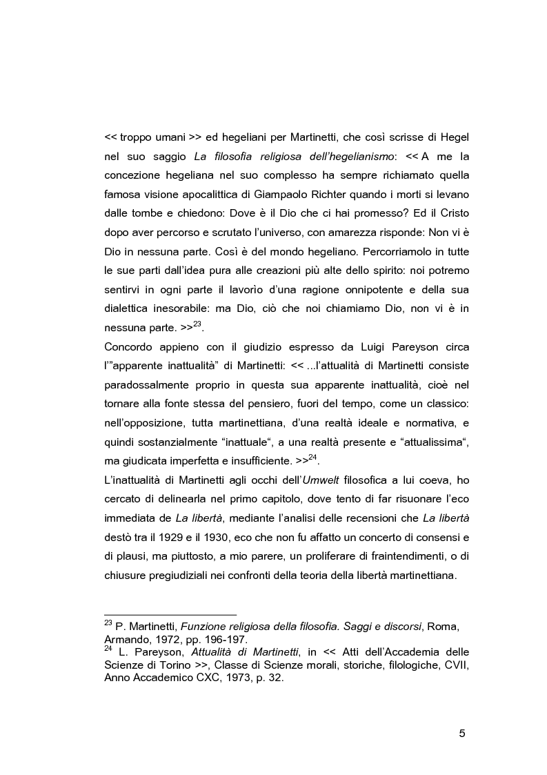 Anteprima della tesi: Il problema della libertà in Piero Martinetti, Pagina 5