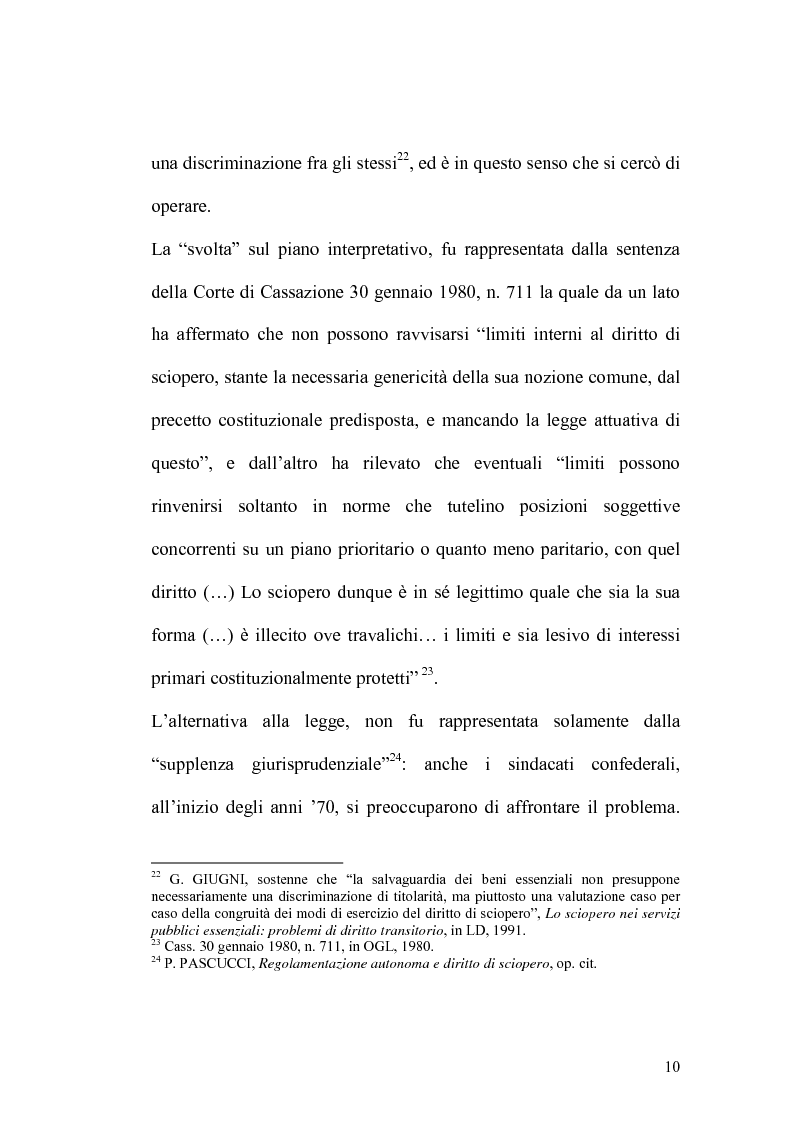 Anteprima della tesi: Sciopero nei servizi pubblici essenziali ed apparato sanzionatorio, Pagina 10