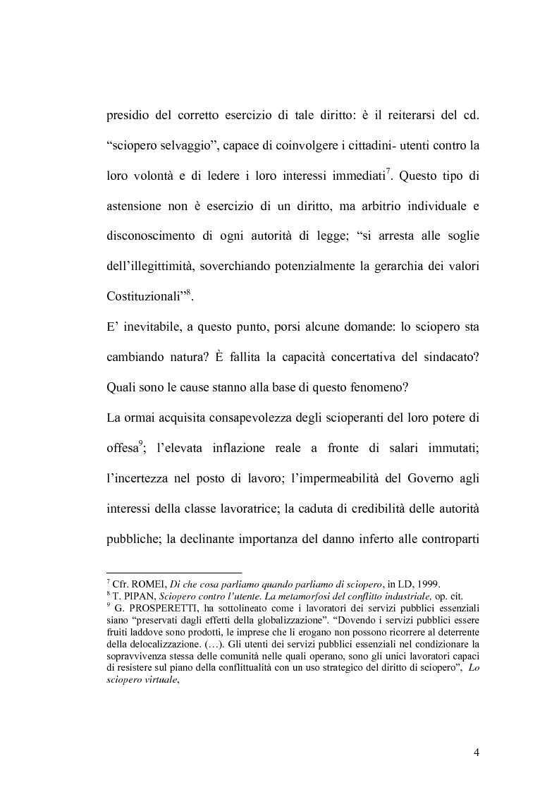 Anteprima della tesi: Sciopero nei servizi pubblici essenziali ed apparato sanzionatorio, Pagina 4