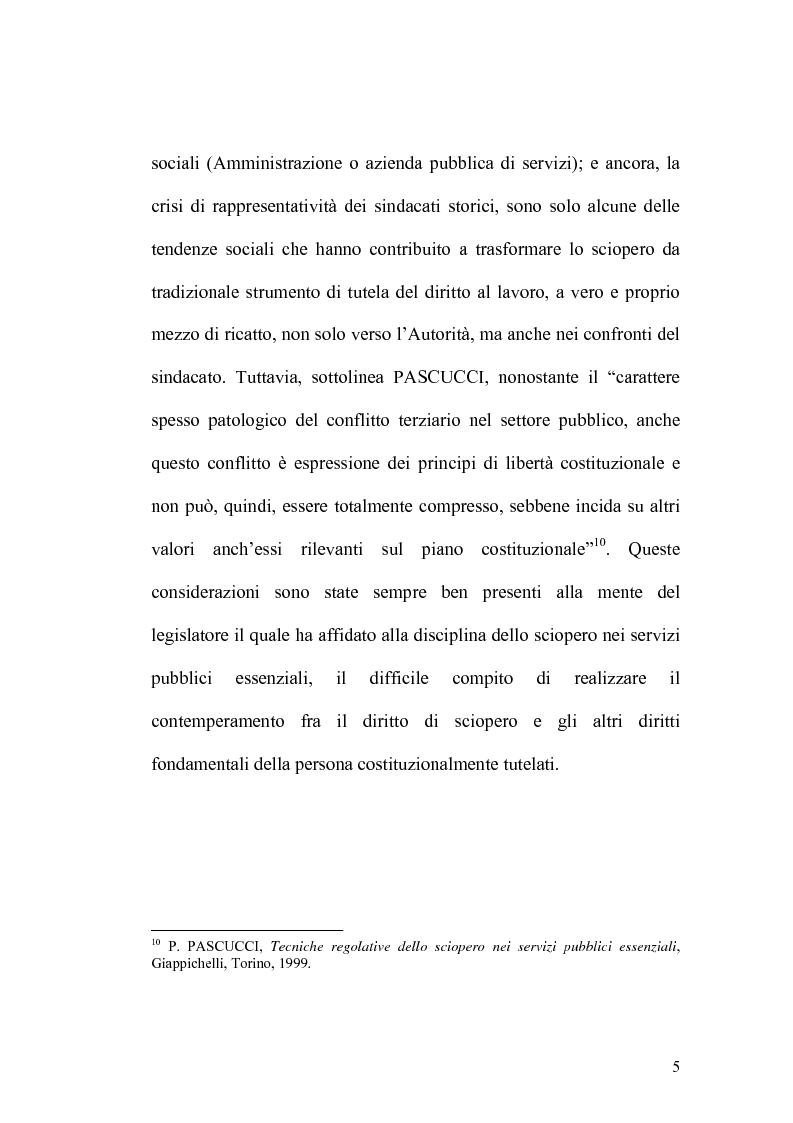 Anteprima della tesi: Sciopero nei servizi pubblici essenziali ed apparato sanzionatorio, Pagina 5