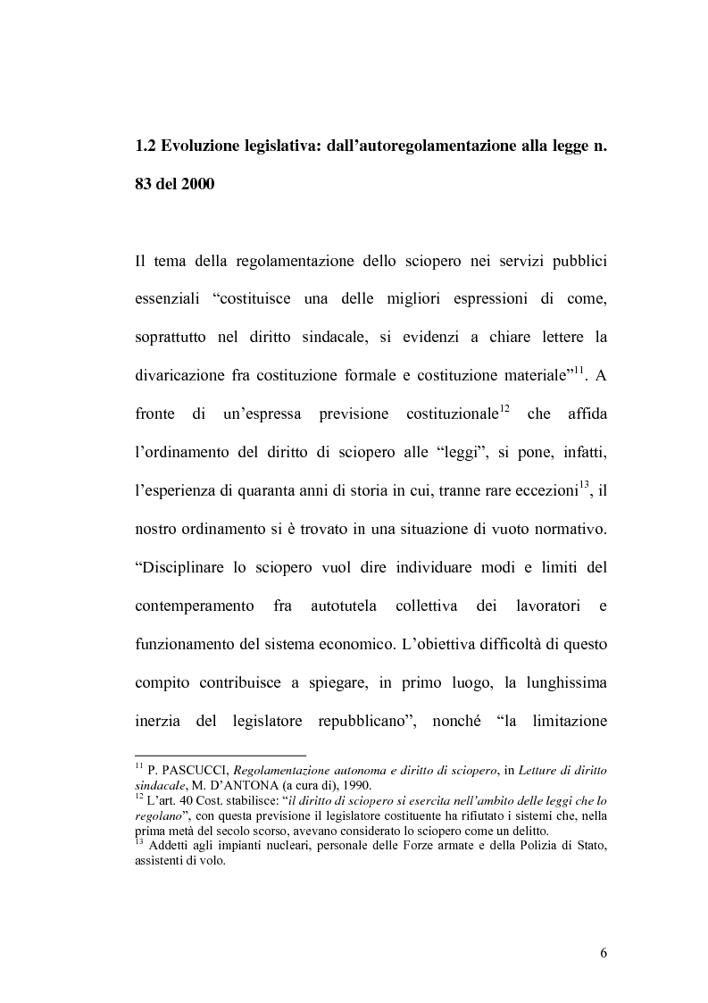 Anteprima della tesi: Sciopero nei servizi pubblici essenziali ed apparato sanzionatorio, Pagina 6