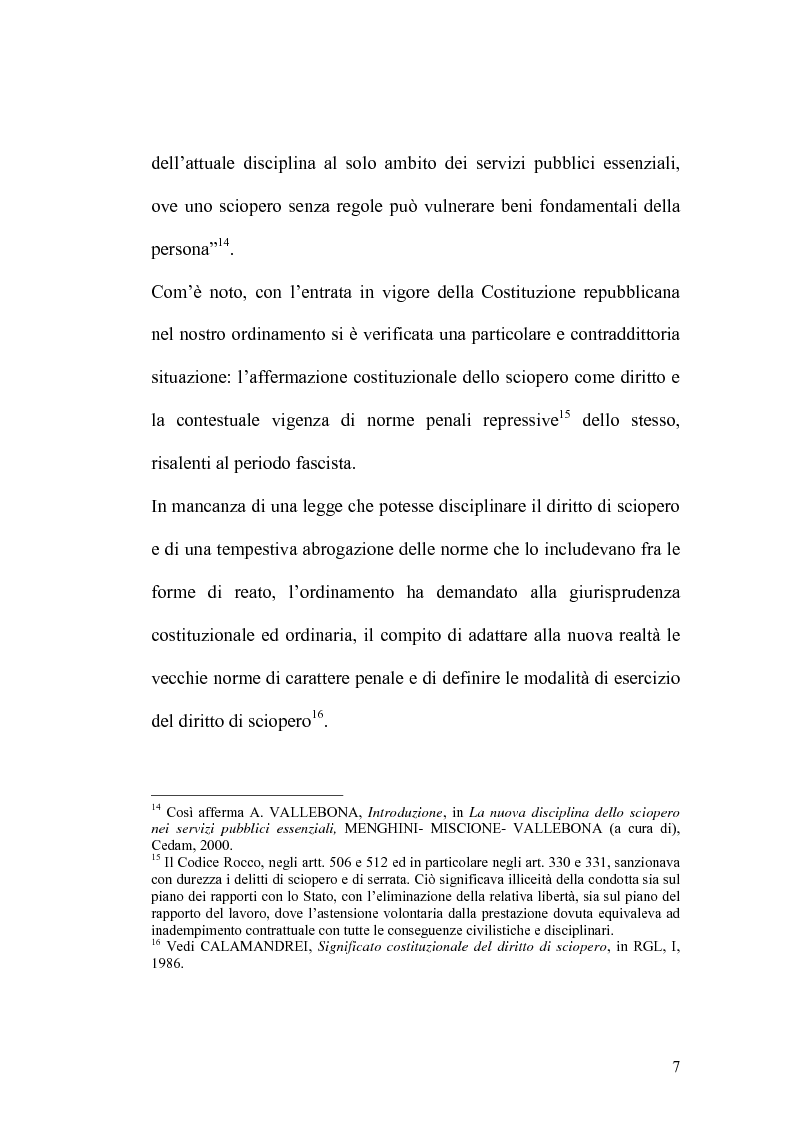 Anteprima della tesi: Sciopero nei servizi pubblici essenziali ed apparato sanzionatorio, Pagina 7