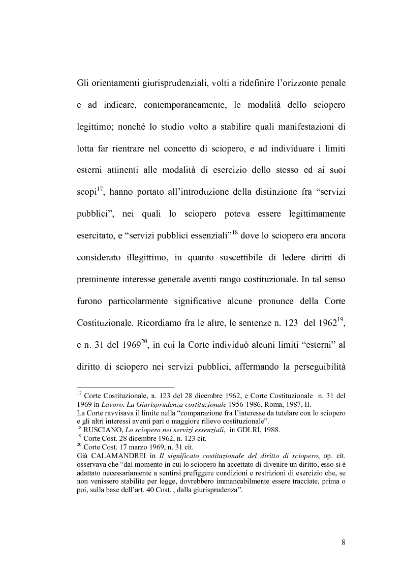 Anteprima della tesi: Sciopero nei servizi pubblici essenziali ed apparato sanzionatorio, Pagina 8