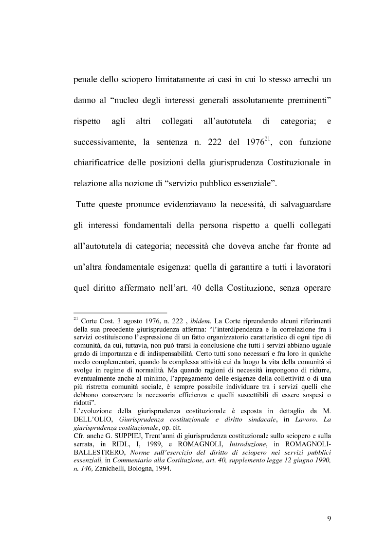 Anteprima della tesi: Sciopero nei servizi pubblici essenziali ed apparato sanzionatorio, Pagina 9