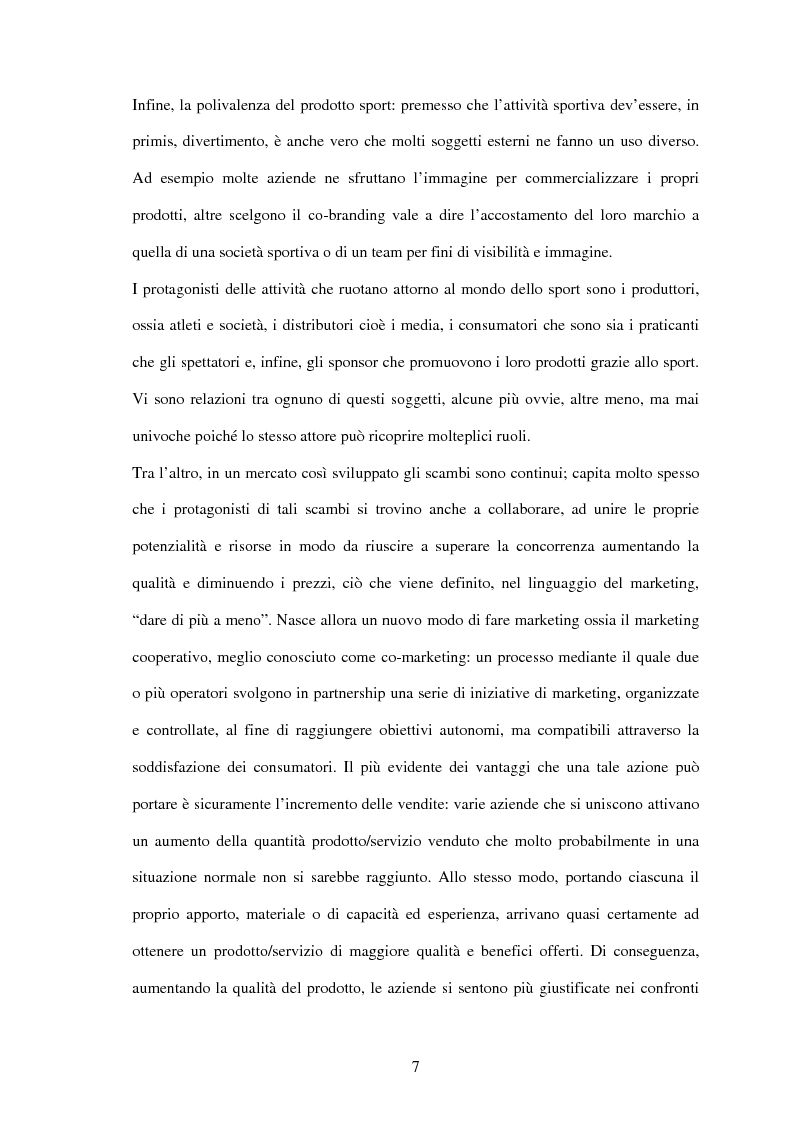 Anteprima della tesi: Il settore sportivo tra co-marketing e sponsorizzazione: il caso Ducati-Fila, Pagina 5