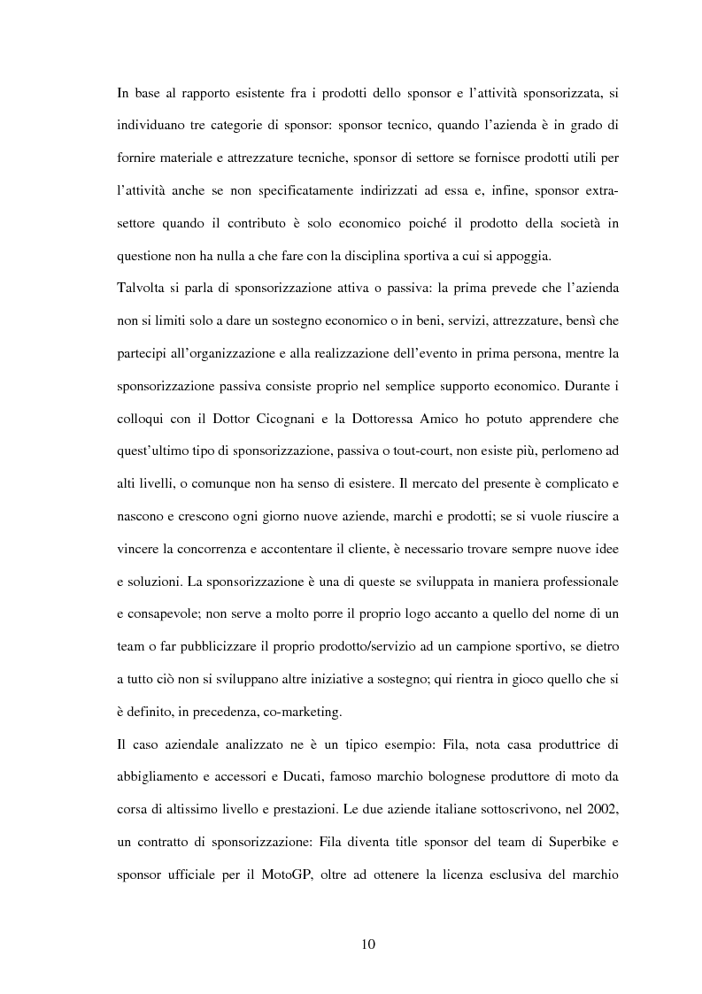 Anteprima della tesi: Il settore sportivo tra co-marketing e sponsorizzazione: il caso Ducati-Fila, Pagina 8