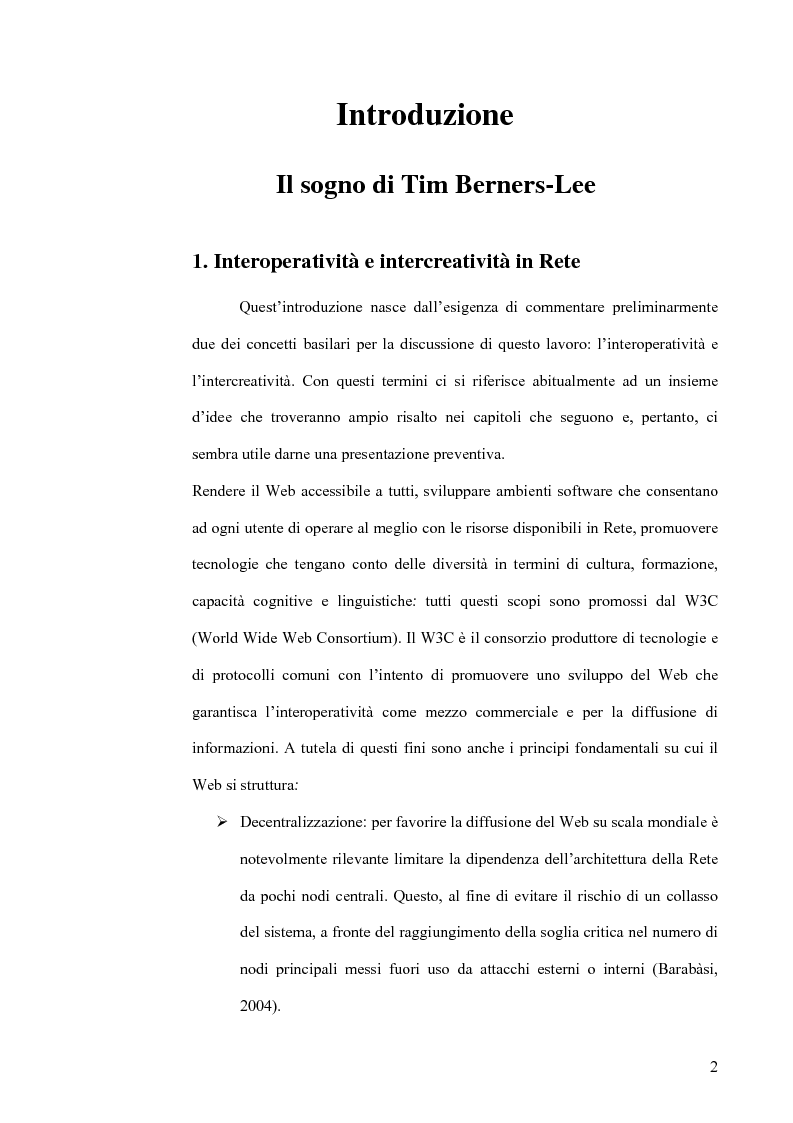 Anteprima della tesi: Interoperatività e intercreatività in rete: dall'uso della semantica alla costruzione di conoscenza condivisa, Pagina 2