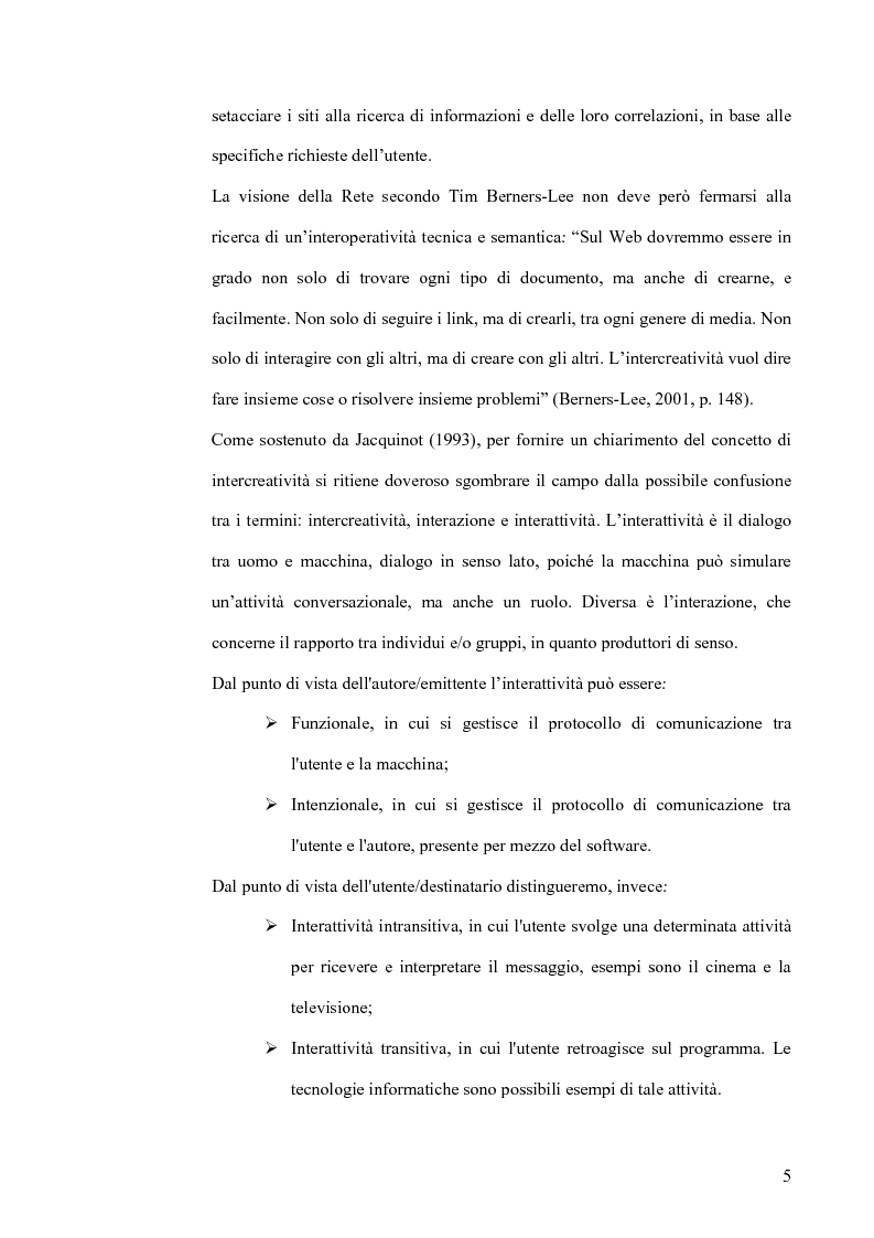 Anteprima della tesi: Interoperatività e intercreatività in rete: dall'uso della semantica alla costruzione di conoscenza condivisa, Pagina 5