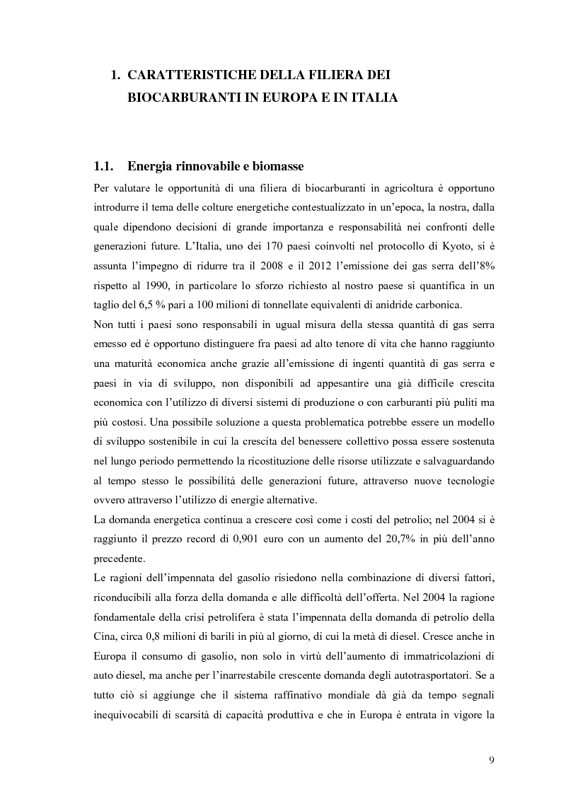 Anteprima della tesi: Analisi e caratteristiche di una nuova filiera di biocarburanti in Toscana, Pagina 3