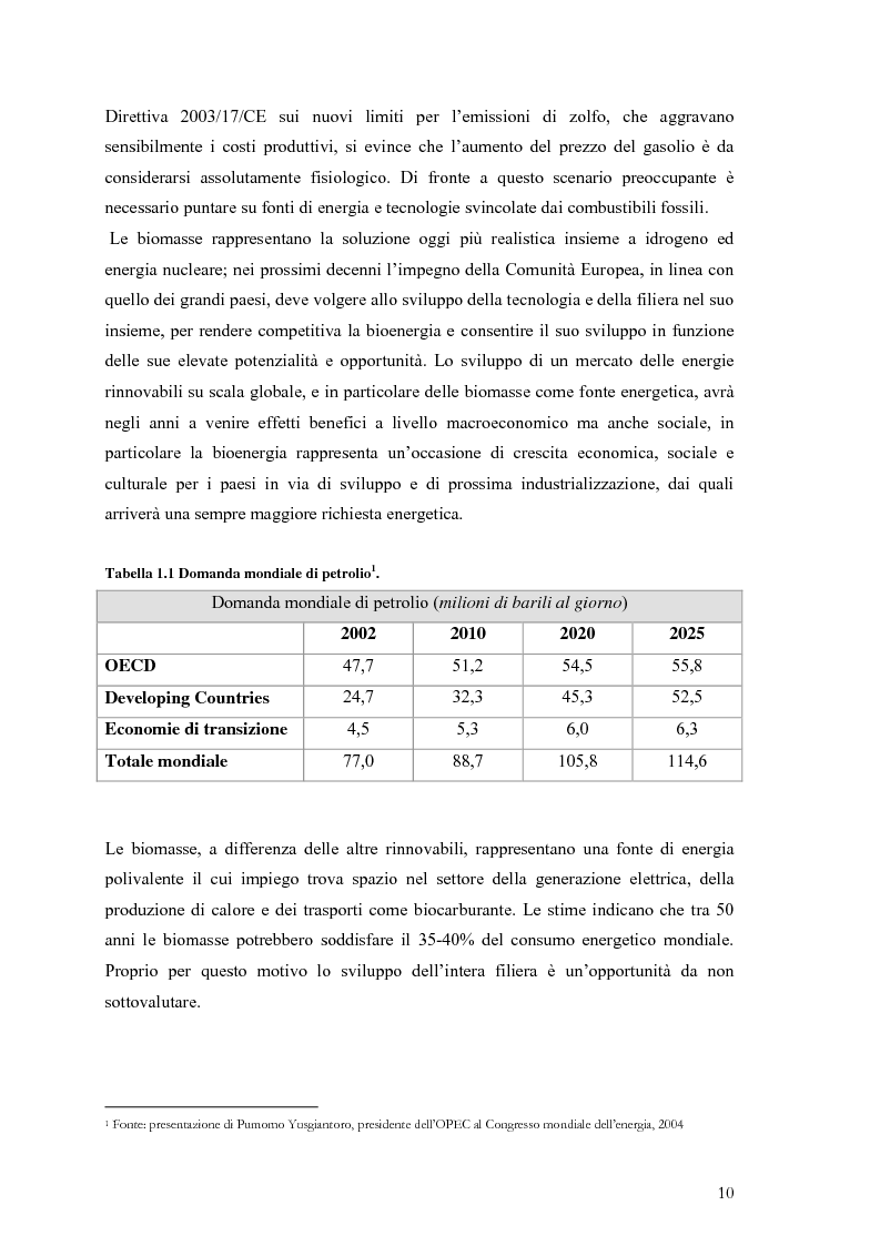 Anteprima della tesi: Analisi e caratteristiche di una nuova filiera di biocarburanti in Toscana, Pagina 4