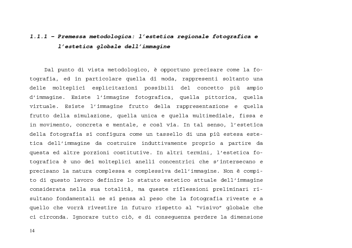 Anteprima della tesi: L'immagine sensibile e la sensibilità all'immagine. Estetica ed emozione nella fotografia di moda tra arte e business., Pagina 10