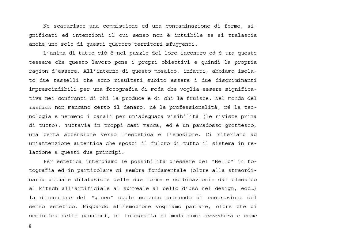 Anteprima della tesi: L'immagine sensibile e la sensibilità all'immagine. Estetica ed emozione nella fotografia di moda tra arte e business., Pagina 4