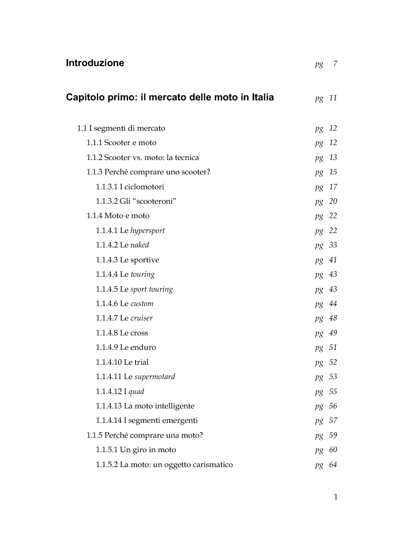 Indice della tesi: Il marketing tribale nel mercato motociclistico: il caso Ducati, Pagina 1